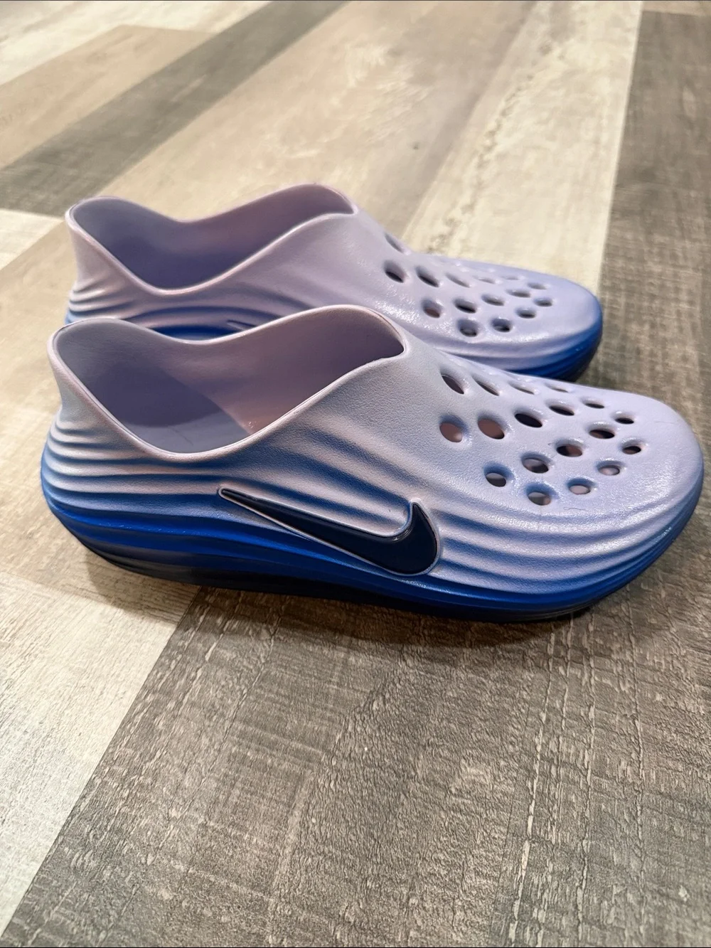 Nike ReactX Rejuven8 Slip-On Foam Clogs in Blue Gradient